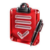 Roter Glas-Vertrag mit Stift