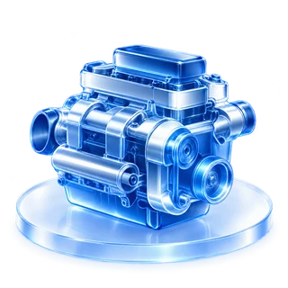 Motor aus blauem Glas